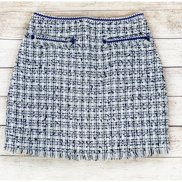 New without Tags! H&M blue/black/white Tweed Skirt - Picture 1 of 5